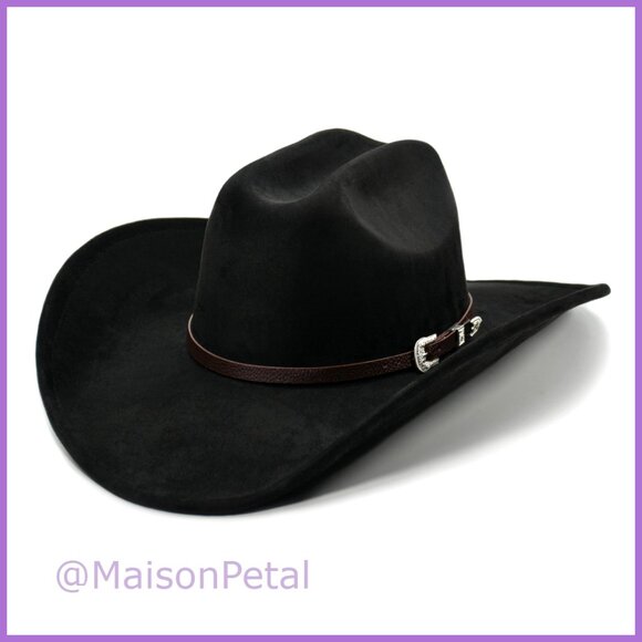 Felt Cowboy Hat with Shapeable Wide Brim Adjustable Sizing for Western Wear